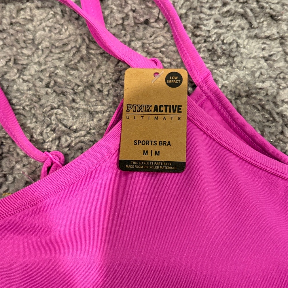 Pink Cropped Sports Bra - Picture 4 of 4